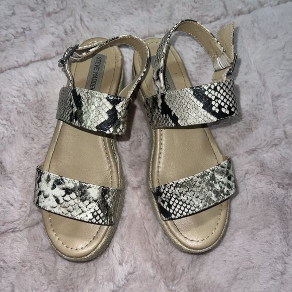 Steve Madden fifer python snake print espadrille platform sandals women’s size 8 - Picture 1 of 8